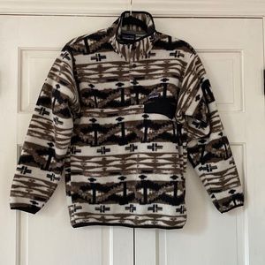 Patagonia Cream, Brown & Black Patterned Synchilla Fleece Pullover